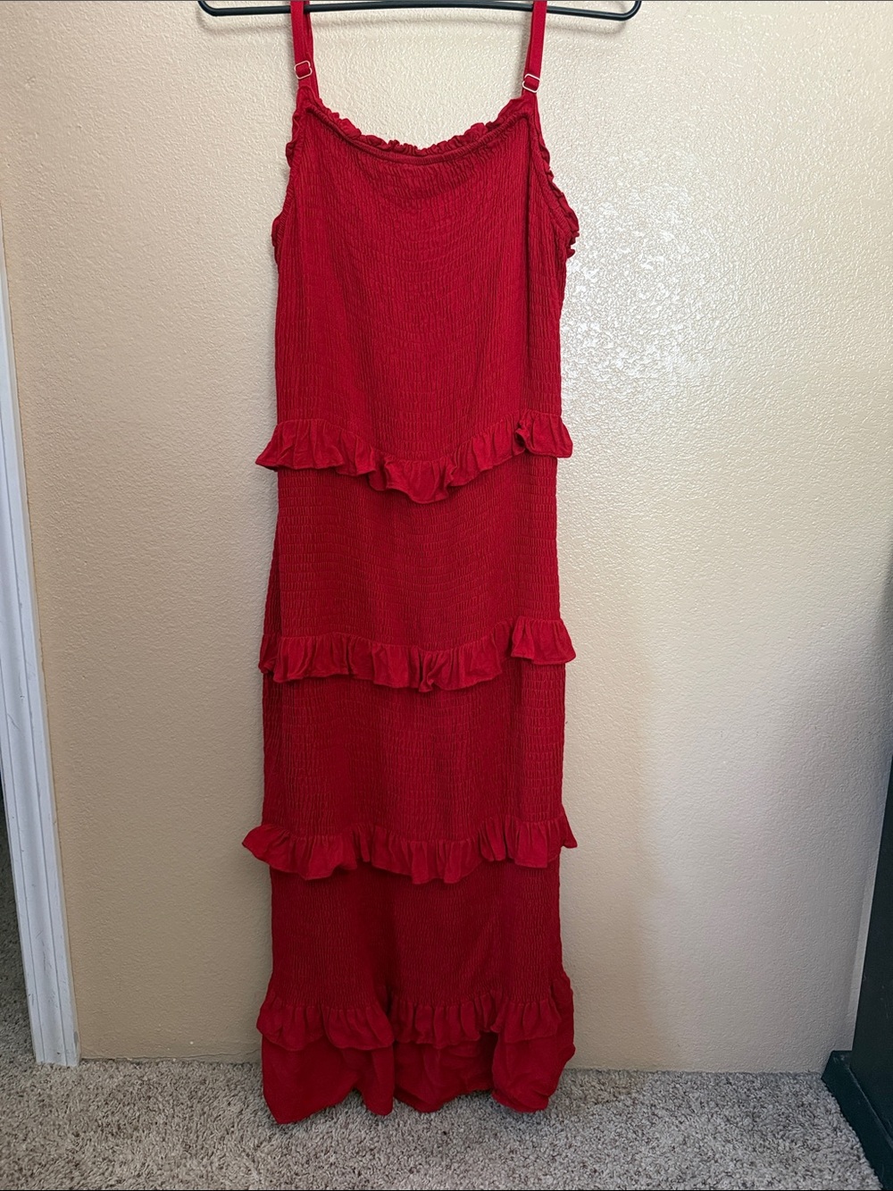 Red Ruffled Tiered Maxi Dress